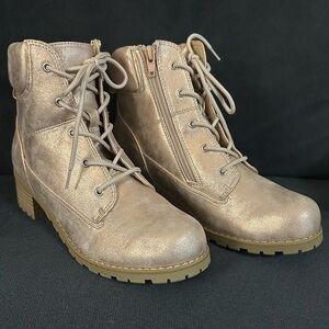New Combat Boot Rose Gold Shimmer SZ 5